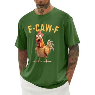 Generic Short Sleeve Shirts Men, F-CAW-F Mens T Shirt Funny Chicken Scream Shirts Novelty Rooster Graphic Design Tees Short Sleeve Crew Neck Tops Blouse Light