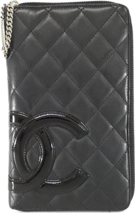 Chanel Black Leather Long Wallet (Bi-Fold) (Pre-Owned)