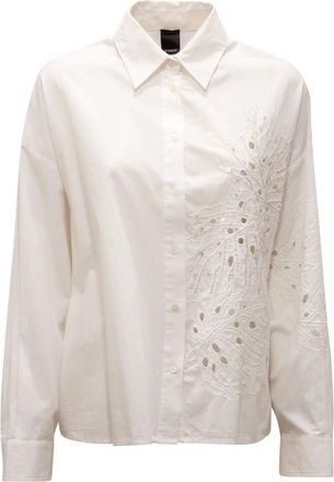 Pinko Centoundici Camicia - Dames - Overhemden - Wit - M - Leer - Overhemden