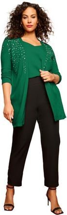 Roaman's Embellished Cardigan in Emerald Rhinestone Burst at Nordstrom, Size 36