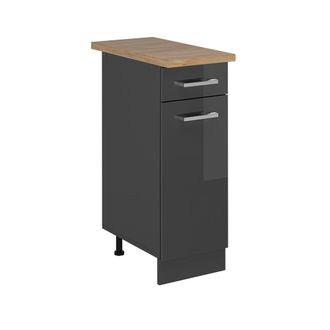 Vicco Mueble Bajo De Cocina R-line, Antracita Alto Brillo, 30 Cm, Et Roble