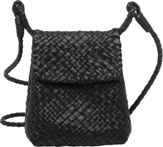 Ibeliv Black Romance Woven Leather Shoulder Bag