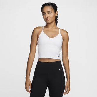 Nike Womens Indy Light-Support Padded Sports Bra Tank Top in White | FV6489-100
