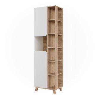 Vicco Armario De Ba&ntilde;o Karen, Sonoma/blanco, 50 X 175 Cm Con 2 Puertas