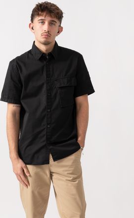 Belstaff Mens Scale Short Sleeve Shirt in Black Cotton - Size X-Large