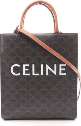 Celine Black Brown Coated Canvas Pvc Leather Handbag Tote Bag (Pre-Owned)