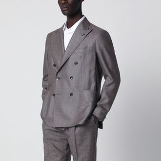 Tagliatore Grey Silk And Wool Double Breasted Jacket