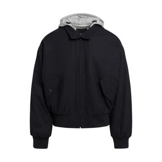 Prada Hooded Wool Jacket - male - Prada - Light Jackets - Blue - XL - Jackets