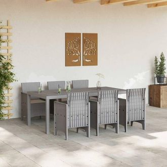 Berkfield Home Modern 7 Piece Garden Dining Set with Cushions Light Grey Poly Rattan
