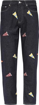 Les Deux Jeans van katoen met contrasterende stiksels en patches - Heren - Slim Fit Jeans - Blauw - W30 - Katoen - Jeans