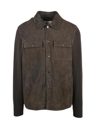 Herno Cardigan Leather/Cotton - Brown