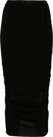 Rick Owens Shrimp Ruched Midi Rok - Dames - Midirokken - Zwart - L - Rokken