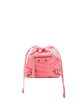 Balenciaga 2005-2025 Lambskin Motocross Move On Drawstring pouch - Pink