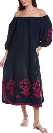 Tommy Bahama St. Lucia Emb Linen-Blend Midi Dress