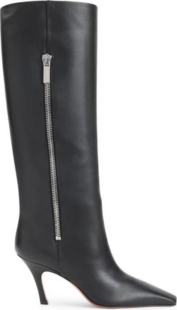 Amina Muaddi Mona Boot 80 - Dames - Laarzen met Hak - Zwart - 37 EU - Leer - Schoenen