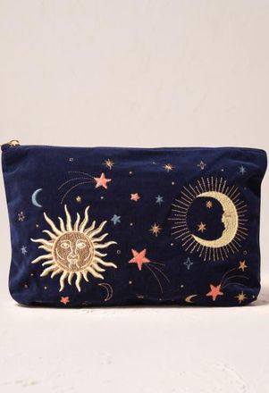 Elizabeth Scarlett Celestial Velvet Everyday Pouch in Navy at Nordstrom