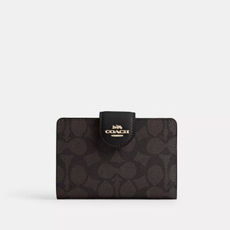 Coach Medium Corner Zip Wallet In Signature Canvas