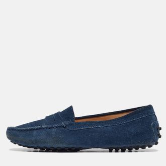 Tod's Tods Blue Suede Gommino Penny Loafers