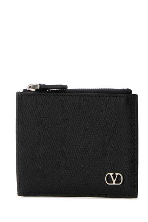 Valentino Garavani Mens Black Leather Coin Purse Nero Calf - Bos Taurus Portafogli