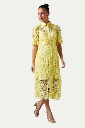 Coast Lace Short Sleeve Shirt Dress in Yellow at Nordstrom, Size 10
