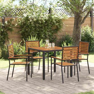 vidaXL Conjunto De Comedor De Jard&iacute;n 5 Pcs Negro, Madera Vidaxl