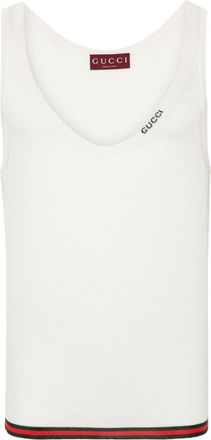 Gucci ribbed-knit silk tank top - men - Silk/Polyester/Viscose - S - White