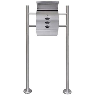 Berkfield Home Mailbox on Stand Stainless Steel in Silver