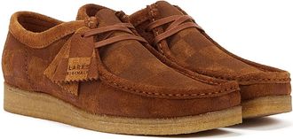 Clarks Wallabee Check Mens Brown Lace-Up Shoes Suede - Size UK 7