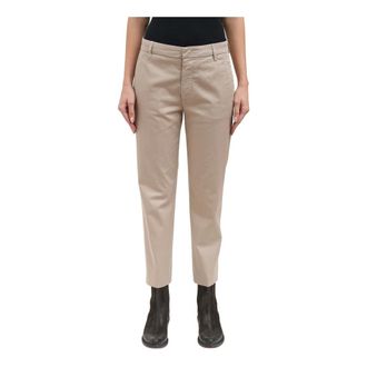 Dondup Cropped Trousers, female, Beige, Size: W29 Loose Nima Zip Trousers