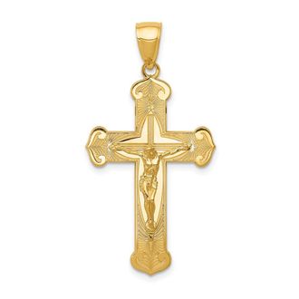 Diamond2Deal 14k Gold Polished Crucifix Pendant