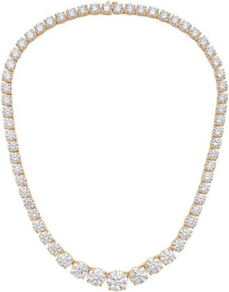 Diana M. Jewels 14kt Rose Gold 20cts lab grown Round diamond 4 Prong Graduated tennis necklace