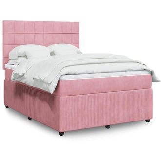 vidaXL Cama Box Spring Con Colch&oacute;n Terciopelo Rosa 140x200 Cm