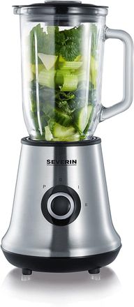 Severin Sm3734 Licuadora, Recipiente De Vidrio Extra&iacute;ble De 1l, 2 Velocidades + Funci&oacute;n Pulso, 22 000 Vueltas/min, Sistema De Almacenamiento De Cable, Inox / 