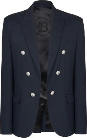 Balmain 6-knoops jasje - Heren - Blazers - Blauw - M - Wol - Jassen