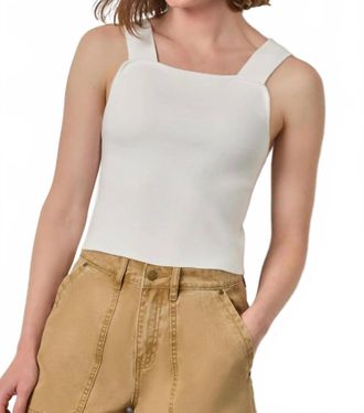Lilla P Wide Strap Knit Tank In White