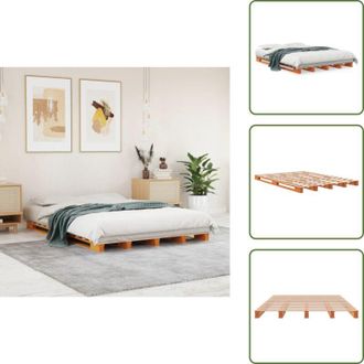 vidaXL vidaXL Letto Pallet Marrone Cera 140x200 cm in Legno Massello di Pino