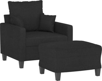 vidaXL Sillón con taburete tela negro 60 cm Vidaxl