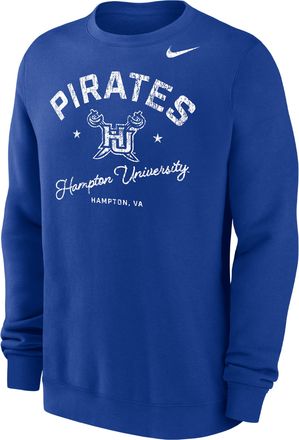 Nike Mens Club Fleece College (Hampton University) Mens Crew-Neck Sweatshirt in Blue | M33778HMTU25-RYL