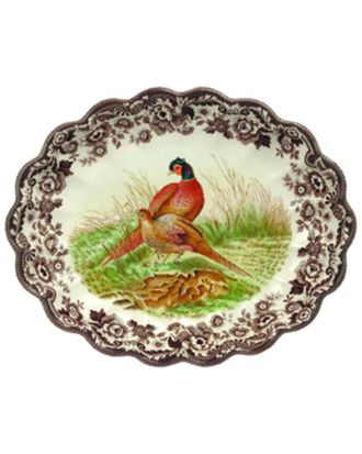 Spode Woodland Pheasant Oval Fluted Dish