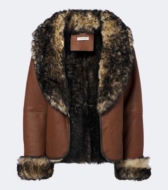 Jacques Wei Shearling-trimmed leather jacket