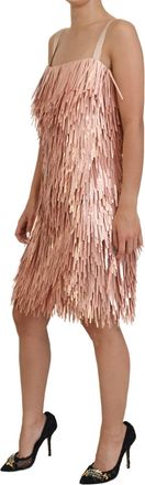 Dolce & Gabbana Womens Pink Tinsel Sleeveless Shift A-Line Dress Nylon