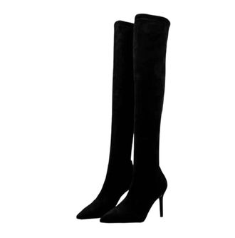 Generic Womens Over The Knee Tassel Stiletto Knee High Stretch Boots Pointed Toe Shoes