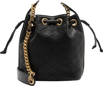 Saint Laurent Black Quilted Lambskin Cassandre Small Bucket Bag (Authentic Pre-Loved)