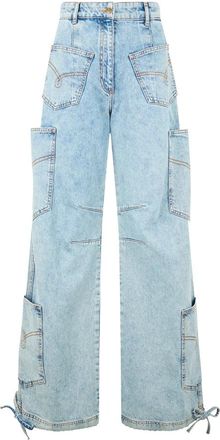 Moschino Wide Leg Cargo Jeans - Dames - Loose Fit Jeans - Blauw - W26 - Katoen - Jeans