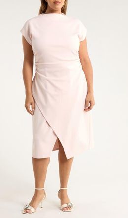 Nordstrom Ruched Cap Sleeve Dress in Pink Wisp at Nordstrom, Size 2X