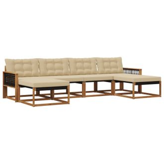 vidaXL Conjunto De Sof&aacute;s De Exterior Con Coj&iacute;n 6 Pcs Natural Y Beige Vidaxl