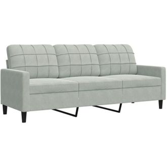 vidaXL Sof&aacute; De 3 Plazas Terciopelo Gris Claro 180 Cm Vidaxl