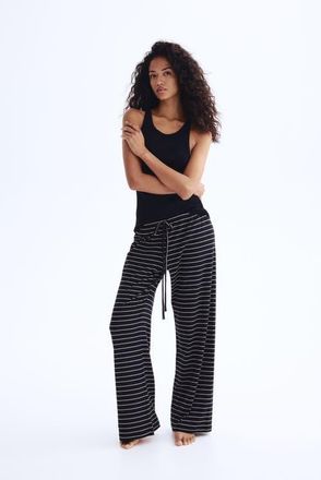 H&M Cotton-blend Trousers in Black/striped at Nordstrom, Size Xx-Small