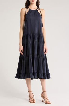 Cinq &agrave; Sept Winnie Tiered Trapeze Dress in Navy at Nordstrom Rack, Size X-Large