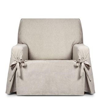 Eysa Funda de sill&oacute;n hidr&oacute;fugo 1 plaza con lazos lino 80-120 cm